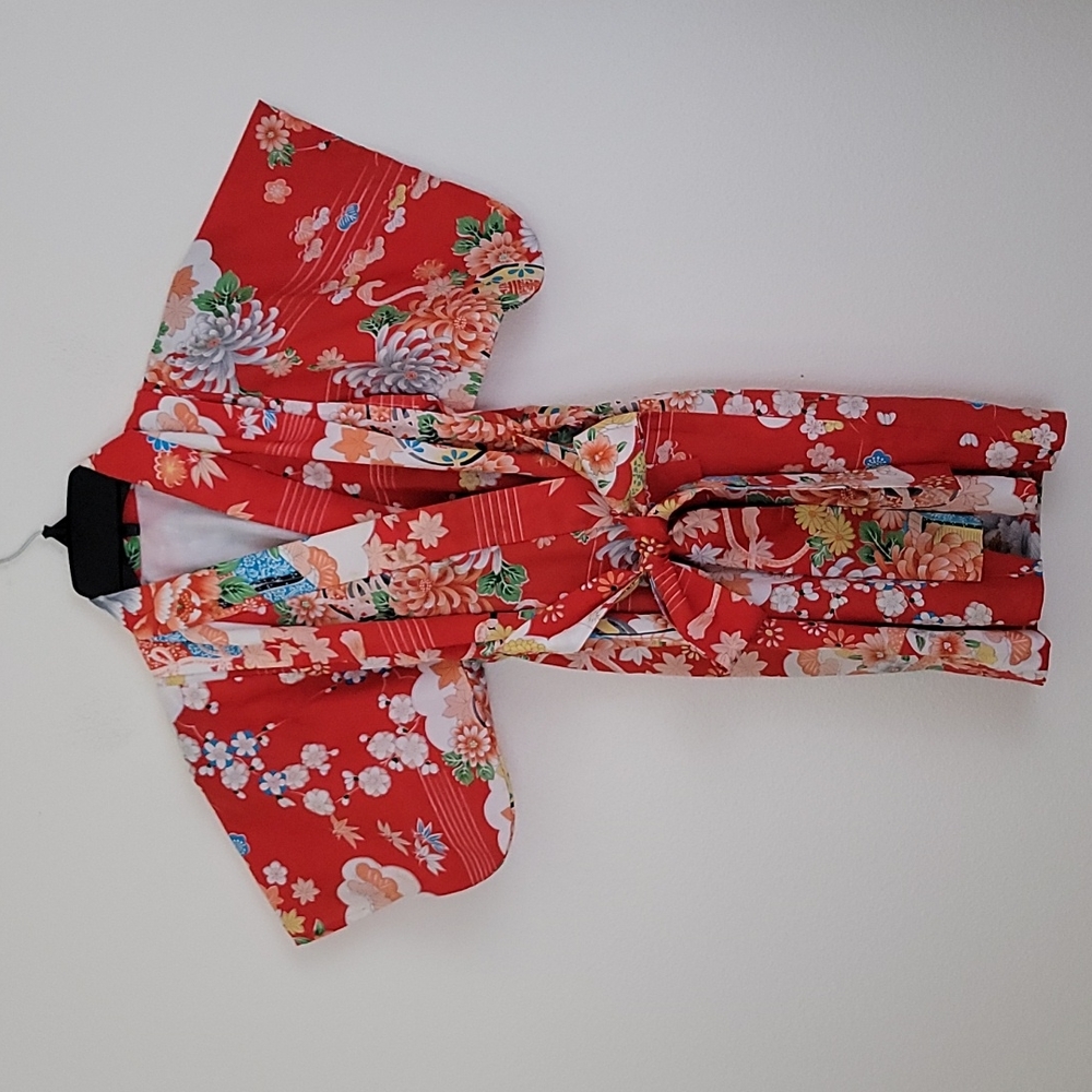 Costume Kimono Orange Floral Girls 4/5